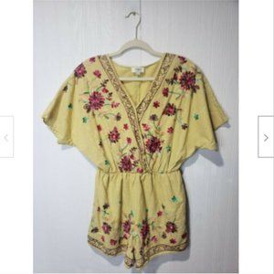 Umgee Embroidered Floral Dolman Sleeve Romper